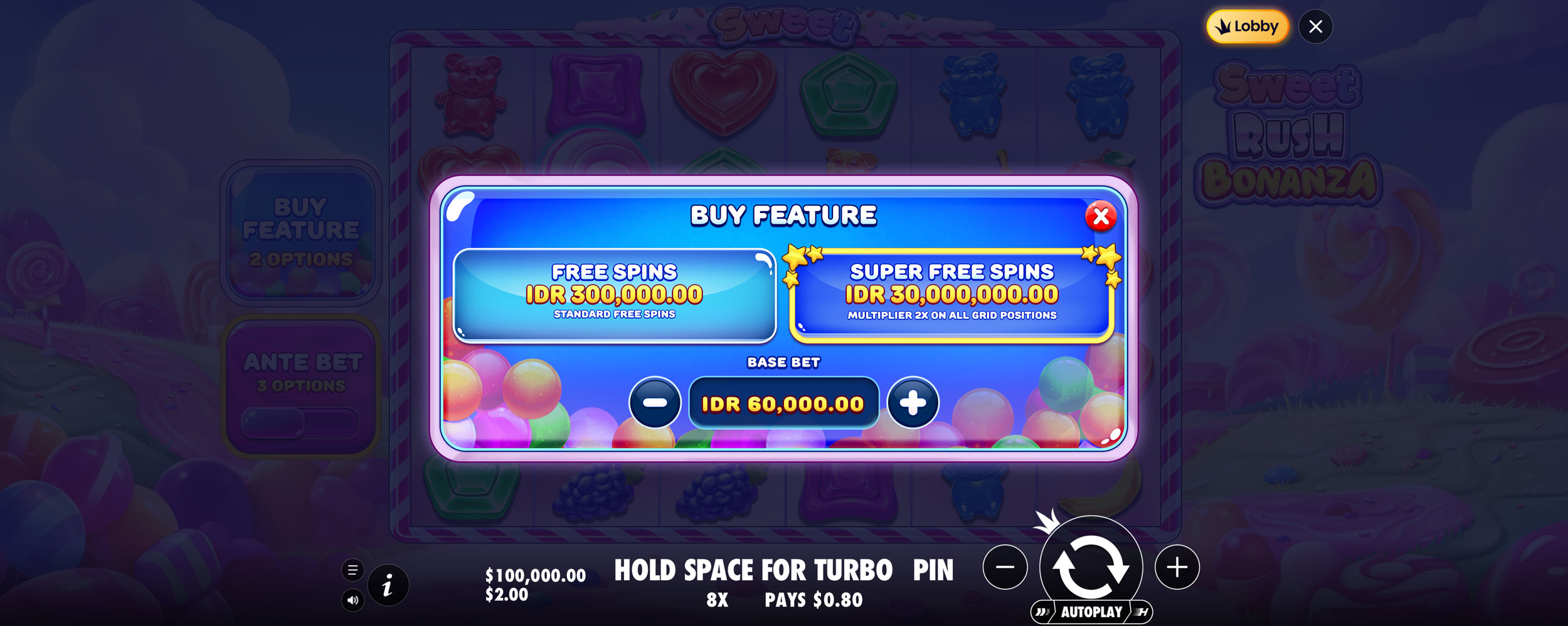 Sweet Rush Bonanza Bonus Buy Feature