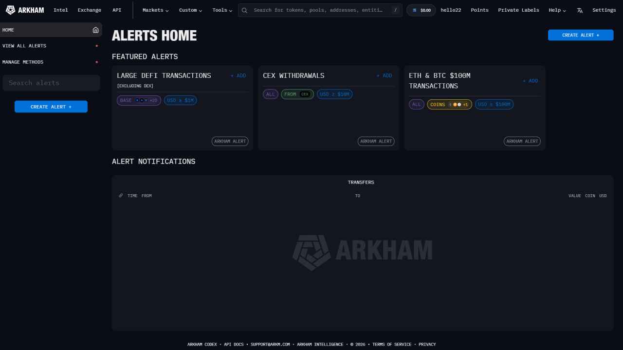 Arkham Intel Allows Whale Tracking Through Arkham Alerts