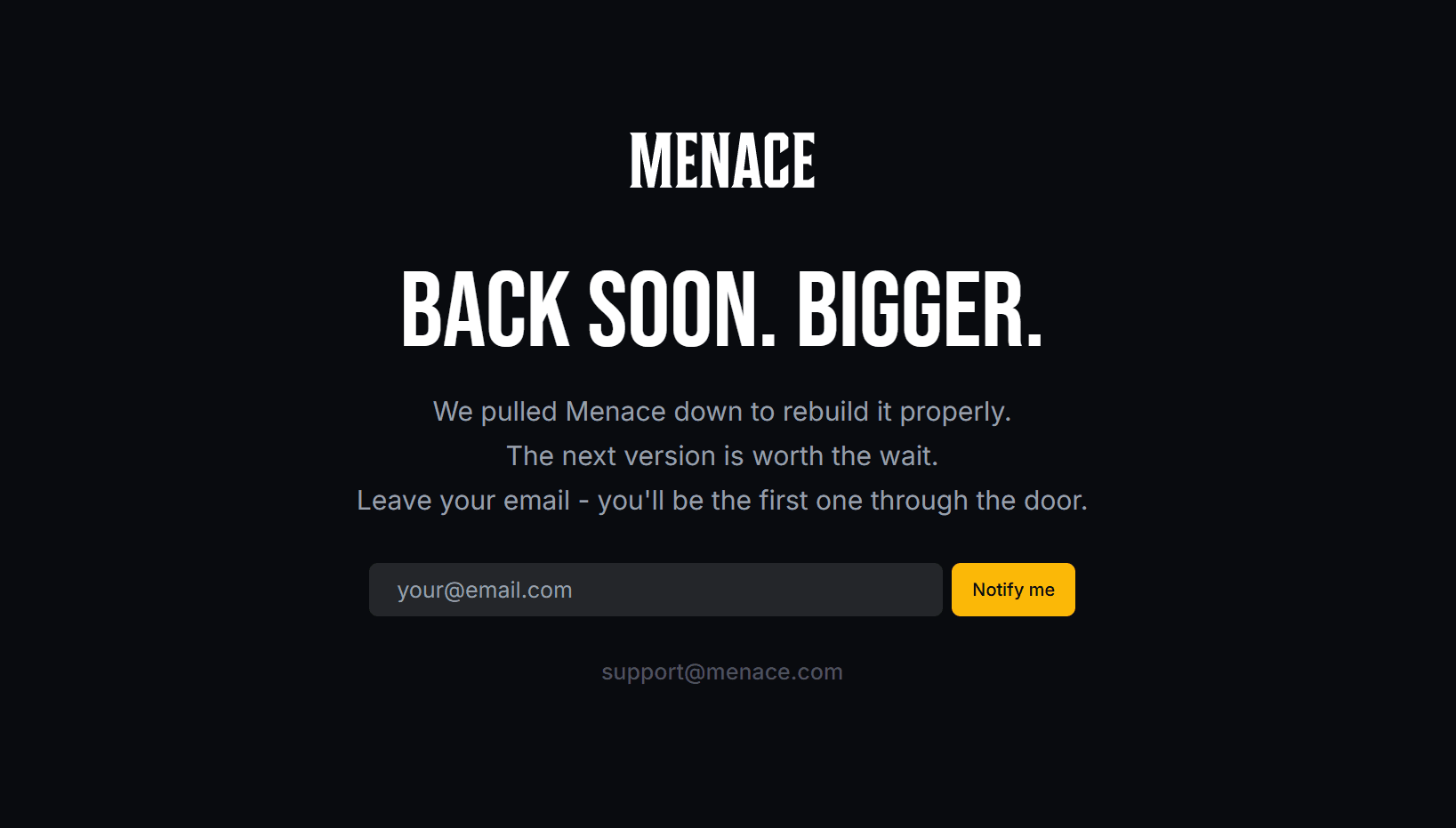Menace.com Sold